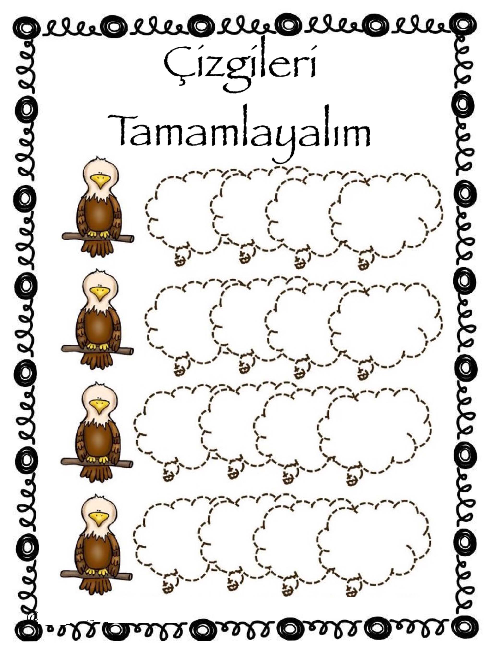 Çizgileri Tamamlayalım - Eğitim Materyali (Hayvan ve Çizgi Çalışması)