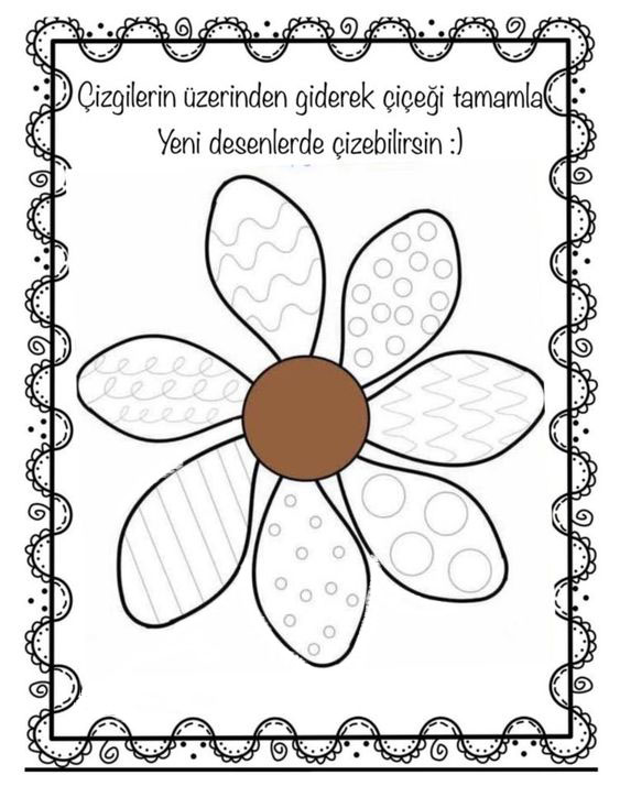 Çiçeği Tamamlama Etkinliği - Çizim ve Desenler