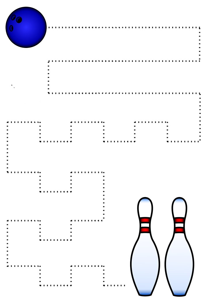 Bowling Ball and Pins Maze Activity - Educational Puzzle for Kids