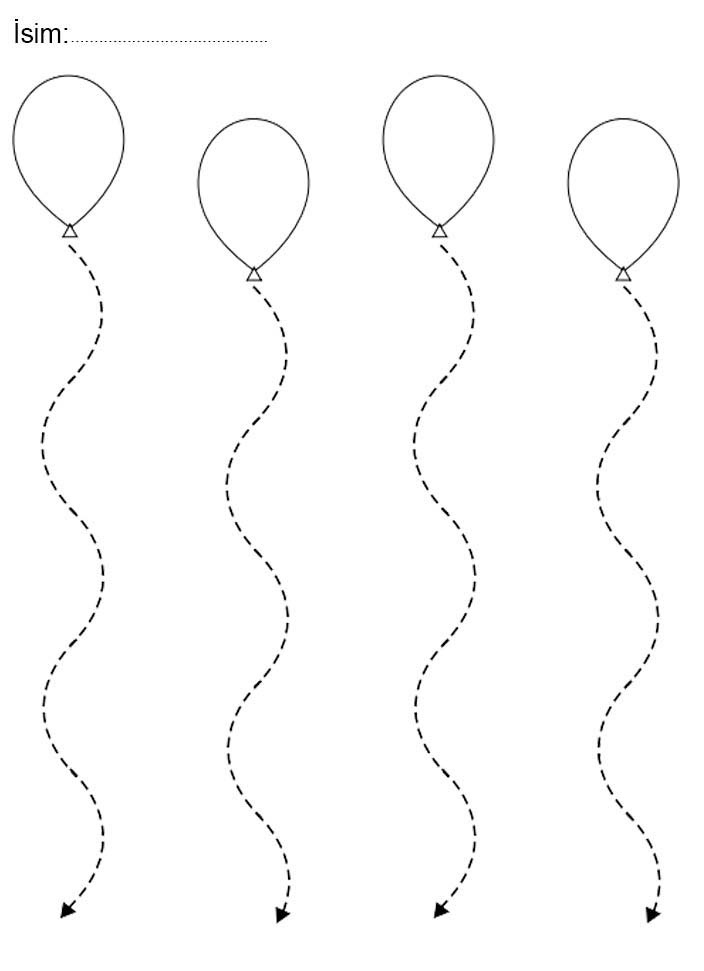 Dört Balon Çizim Egzersizi - Eğitici Materyal