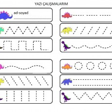 Yazı Çalışmaları: Dinozor Temalı Yazı Şablonları