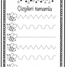 Çizgileri Tamamla Etkinliği - Eğitim Materyali (3 Çizgi Modeli, Arı Figürleri)