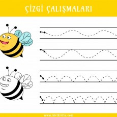 Eğitici Çizgi Çalışmaları: Arı Temalı Çizgi Çalışmaları için Aktivite Sayfası