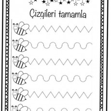 Eğitici Çizgi Tamamlama Etkinliği: Arı Figürleri ile Çizgi Çalışması (Çizgileri Tamamla)