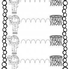 Basketball Activity Sheet for Kids with Number Two (2) and Coloring Elements