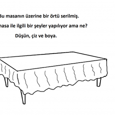Eğitici Boyama ve Çizim Materyali: Masa Örtüsü Üzerinde Düşün ve Boya