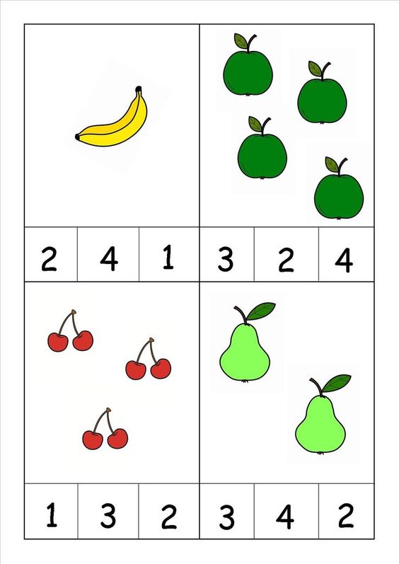 Fruit Counting and Identification Worksheet with Numbers and Graphics