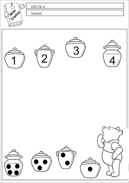Eğitsel Materyal: Sayılar ve Nesneler ile Eşleştirme (1-4) - Winnie the Pooh Temalı