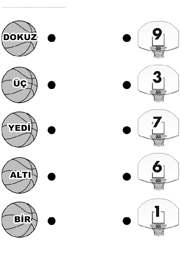 Basketbol Topları ile Sayılar: 9 (Dokuz), 3 (Üç), 7 (Yedi), 6 (Altı), 1 (Bir)