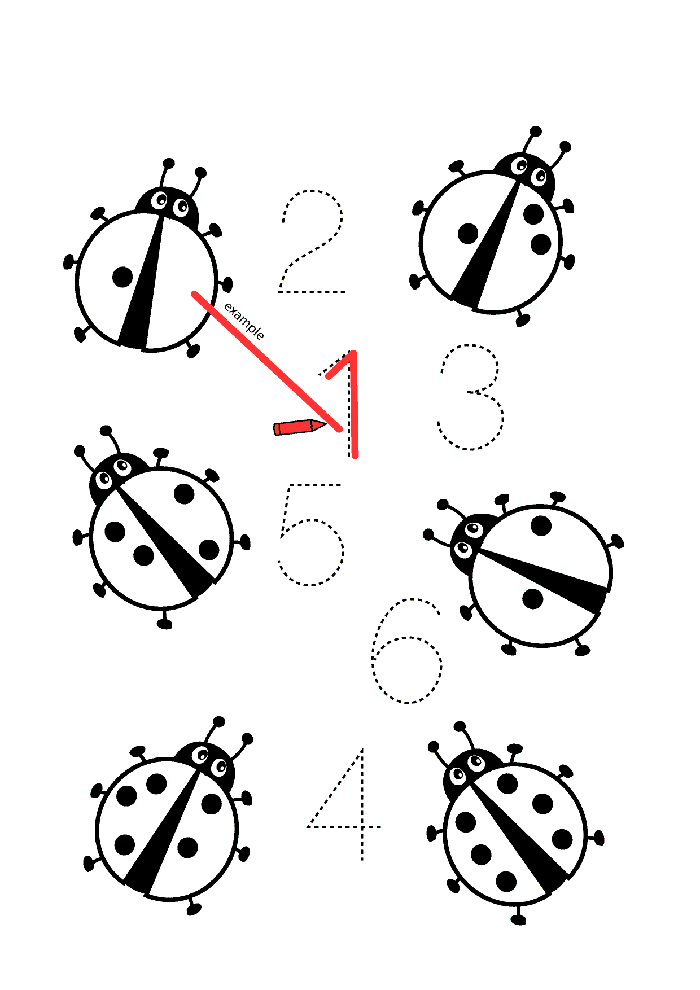 Ladybug Counting Activity: 1 to 6 Numbers with Visual Examples