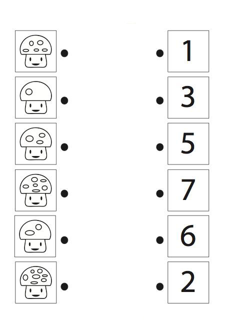 Mushroom Counting Activity: 1, 2, 3, 5, 6, 7
