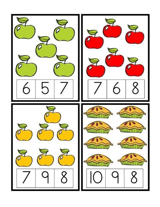 Renkli Meyveler ve Pasta Sayma Çalışması: 6-7-5-7, 7-6-8, 7-9-8, 10-9-8