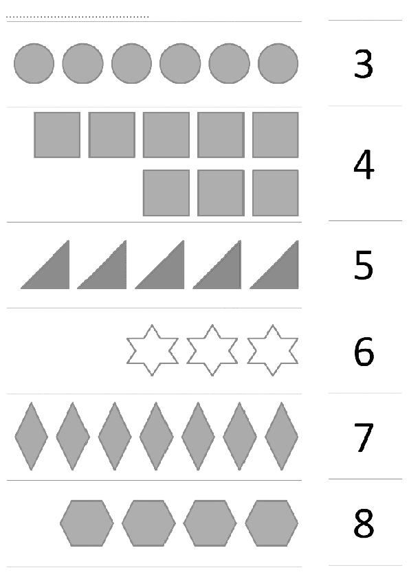Geometrik Şekiller ve Sayılar - 3'ten 8'e Kadar Tanıma Eğitim Materyali