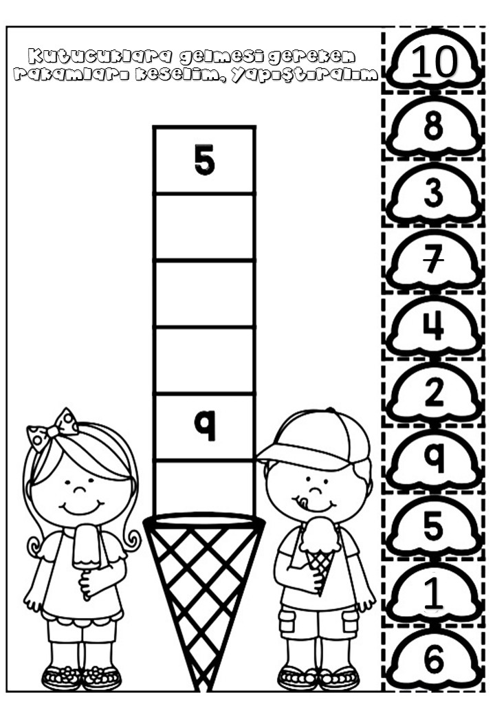 Matematik Eğitimi: Rakamların Kesimi ve Yapıştırılması - 10, 8, 7, 6, 5, 4, 3, 2, 1