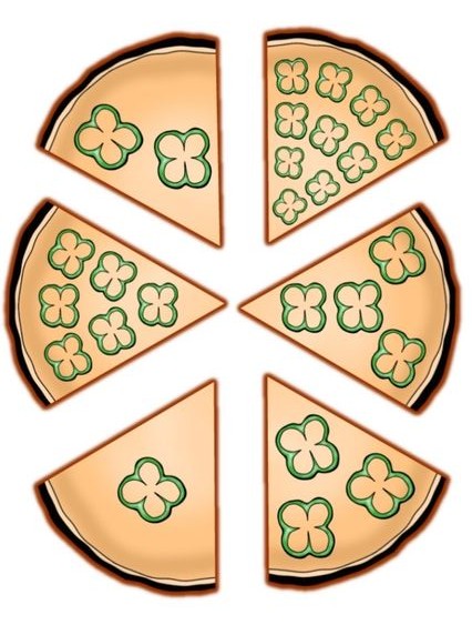 Altı Dilim Shamrock Desenli Pizza İllüstrasyonu