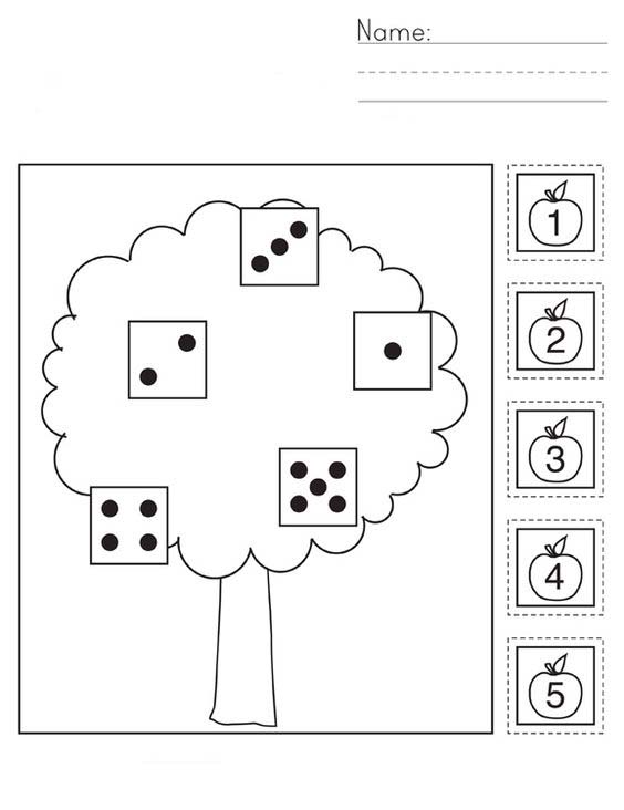 Dice Counting Tree Activity for Kids: Match Dice to Apples (1-5)