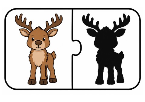 Moose Puzzle Shadow Matching Activity - Eğitsel Materyal