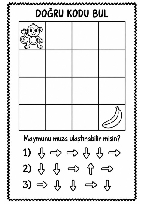 Maymun ve Muz ile Yön Bulma Oyunu: 1 Maymun, 1 Muz, 3 Farklı Yol Seçeneği