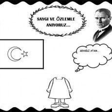 Mustafa Kemal Atatürk Anma Etkinliği: Türk Bayrağı ve Çocuk Figürü ile Saygı Duruşu