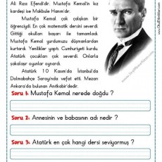 Mustafa Kemal Atatürk Öğretici Metni ve Soru Formu