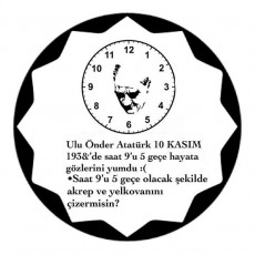 Atatürk'ün Vefat Saati: 10 Kasım 1938, 9:05 Akrep ve Yelkovan Çizimi Talepleri