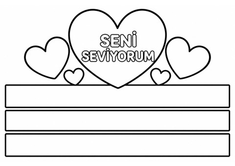 Happy Valentine's Day Coloring Page with Hearts and Blanks
