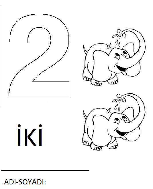 İki Fil ile Sayı Öğrenme Materyali (2 - İki)