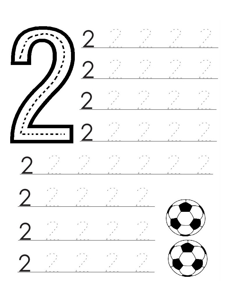 2 ve Futbol Toplarıyla Sayı Yazmayı Öğreniyorum - 2 (İki) Sayısı Eğitici Materyali