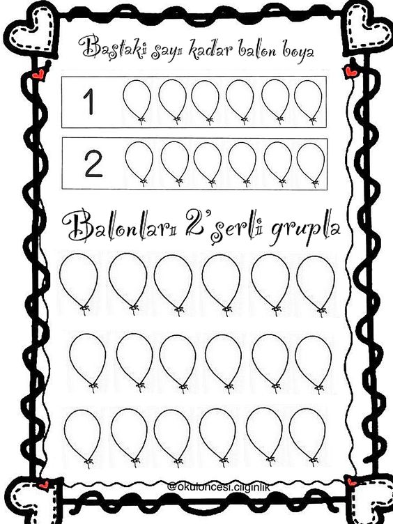 1 ve 2 Sayısına Göre Balon Boyama ve Gruplama Etkinliği
