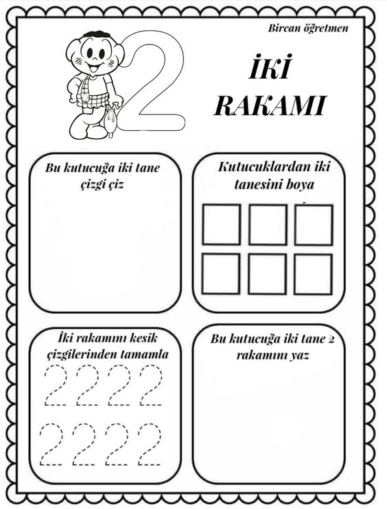 İki Rakamı Eğitsel Materyali - Sayı 2 Alıştırmaları