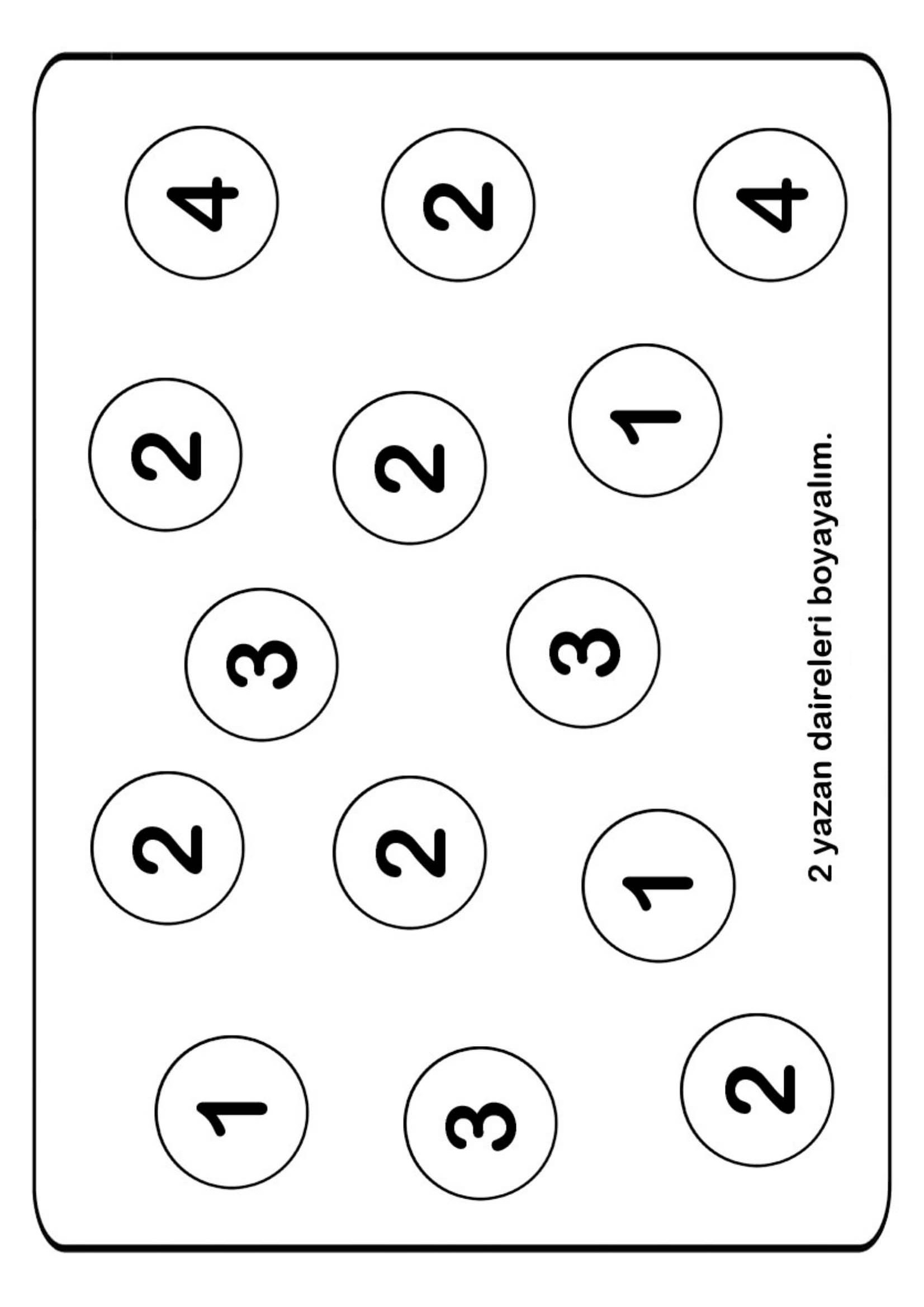 Sayıları Boyama Etkinliği - 1, 2, 3 ve 4