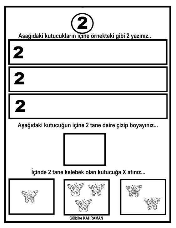 Eğitsel Materyal: Sayı ve Şekil Tanıma - 2 ve Kelebekler