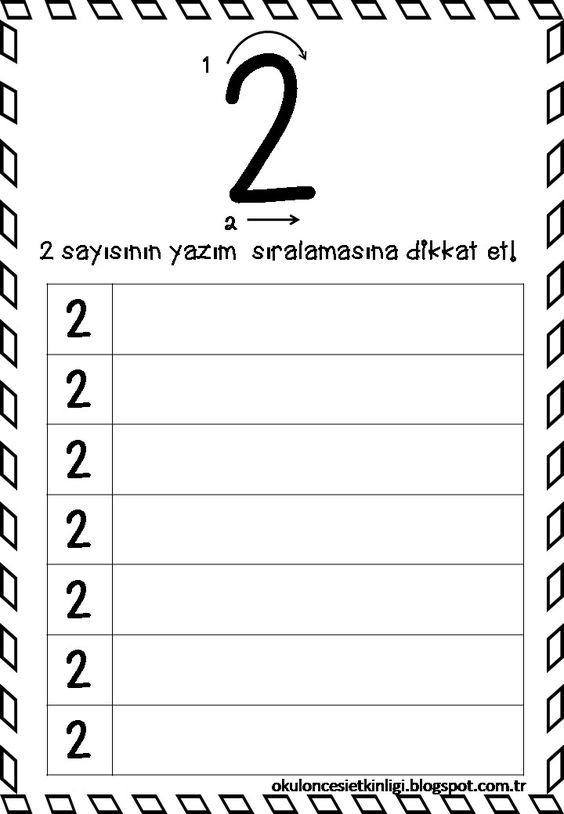 Eğitici Materyal: "2 Sayısının Yazımı" - 2 ve İfadeleriyle Uygulama Sayfası