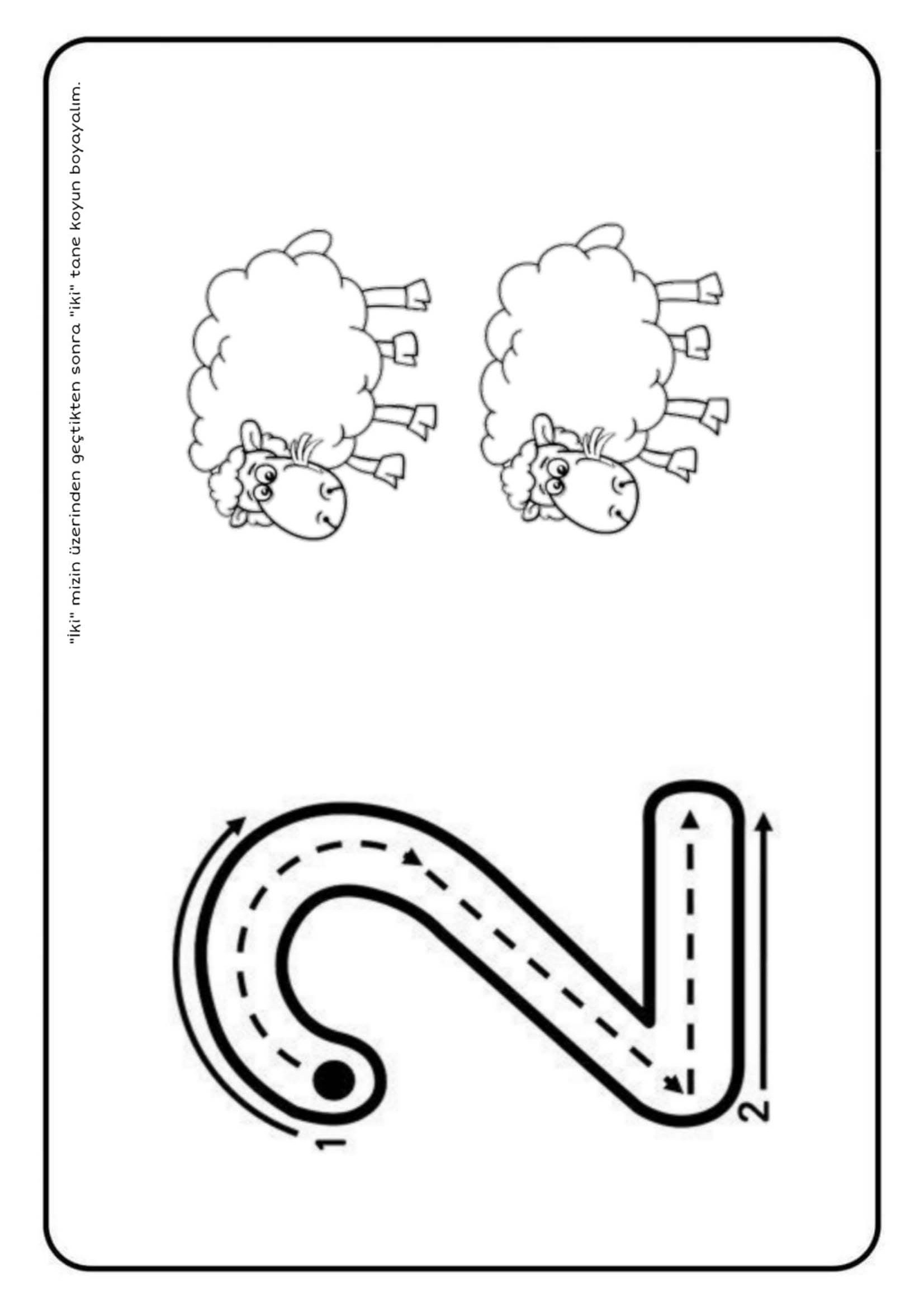 İki Koyun ve Eğlenceli Yol Boyama Etkinliği - 2 Sheep and Fun Path Coloring Activity