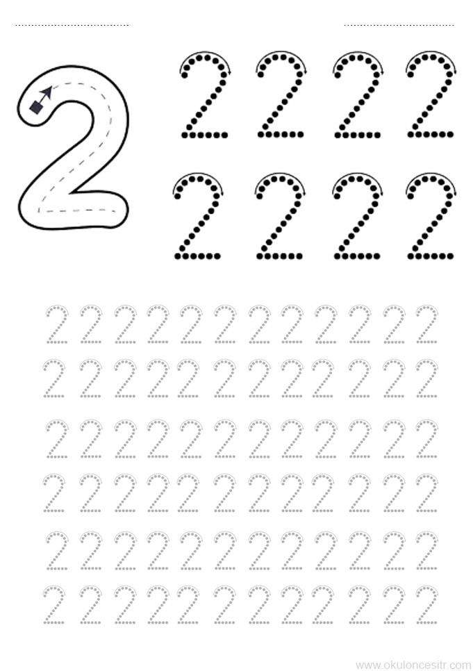 Sayı 2 Eğitim Materyali - 2 Rakamı Yazım Çalışması