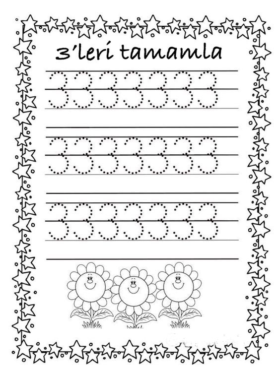 3'lerin Tamamlanması Çalışma Sayfası - Eğitici Materyal