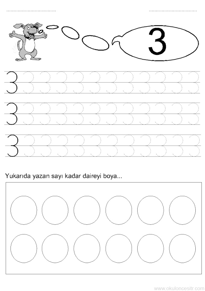 Eğitim Materyali: 3 Sayısı ve Daire Boyama