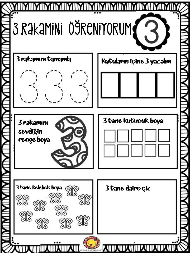 3 Rakamını Öğreniyorum Eğitici Çalışma Sayfası