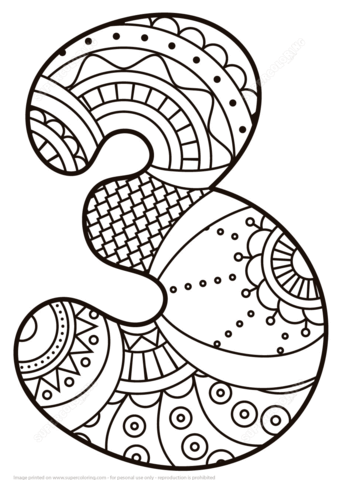 Renkli Desenlerle Süslenmiş Üç (3) - Sayılar ve Sanat Eğitimi