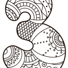 number-3-three-zentangle-coloring-page