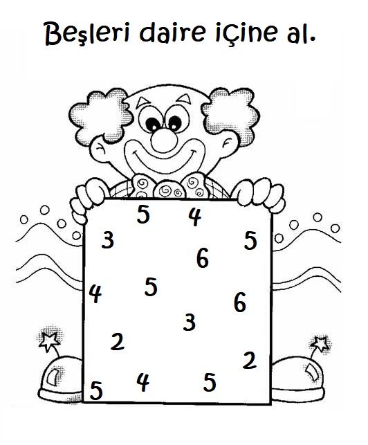 Sayıları Daire İçine Alma Etkinliği - 5, 3, 6, 4, 2