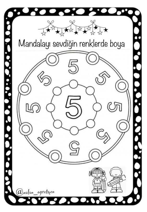 Mandalayı Boya Etme Etkinliği - Renkli 5 Sayısı
