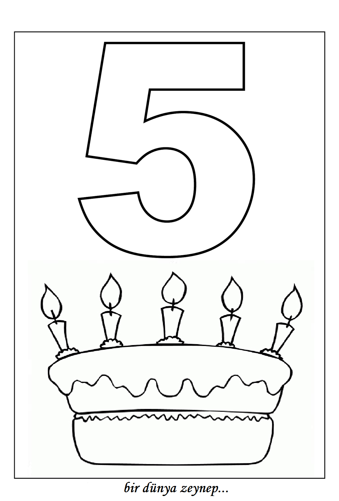 5_Rakamı_Ve_Doğum_Günü_Kekini_Boyama_Etkileşimli_Eğitim_Materyali