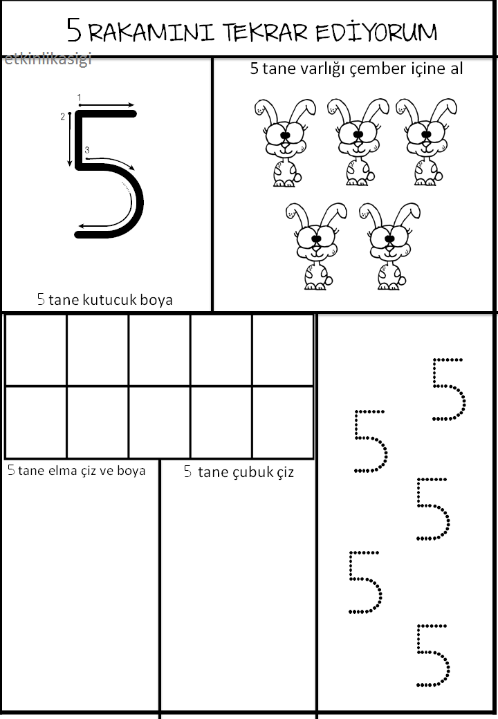 5 Rakamını Tekrar Ediyorum - Eğitim Materyali