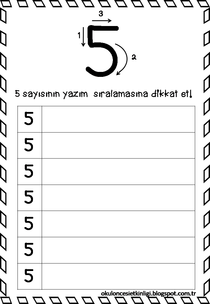 Beş Sayısının Yazım Sıralaması Alıştırması