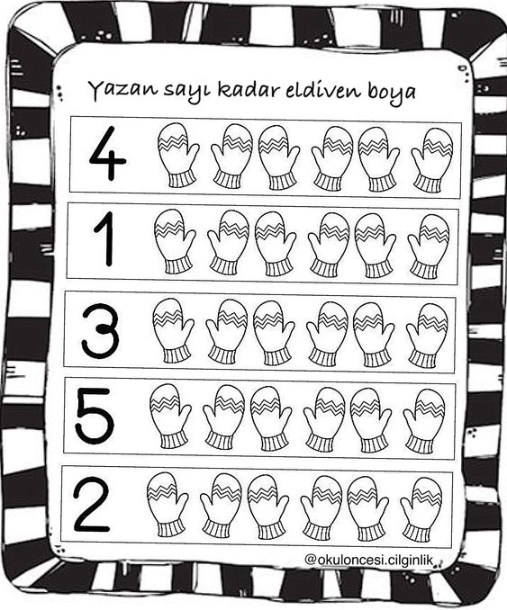 Eldiven Sayma ve Boyama Aktivitesi - 1, 2, 3, 4, 5
