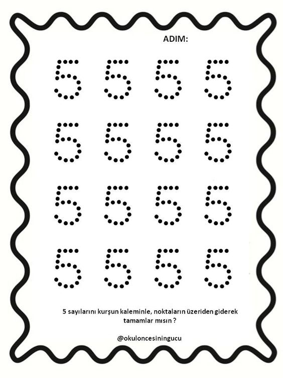 5 Sayısını Noktalardan Tamamlama Etkinliği