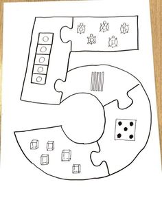 5 Sayısı ve Puzzle Teması ile Eğitici Çizim