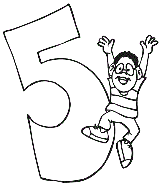 5 Sayısı ve Neşeli Çocuk Figürü Çizimi