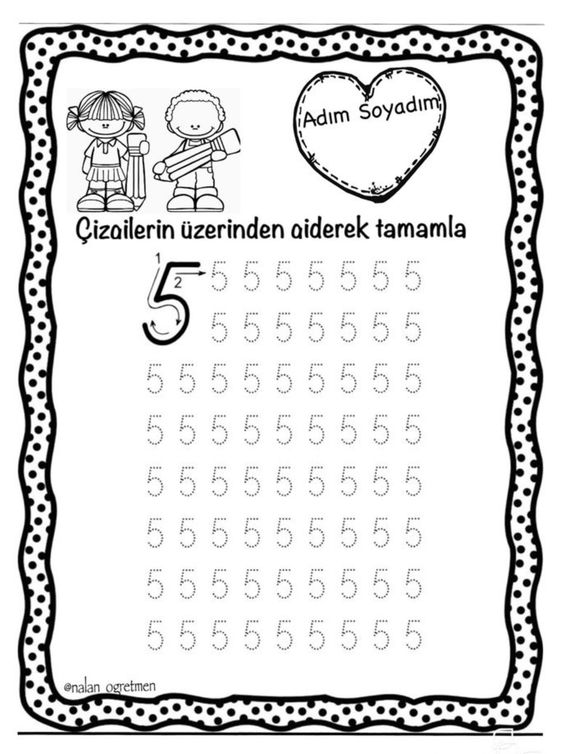 Matematik Çalışma Sayfası: 5 Rakamını Tamamlama ve Yazma Etkinliği